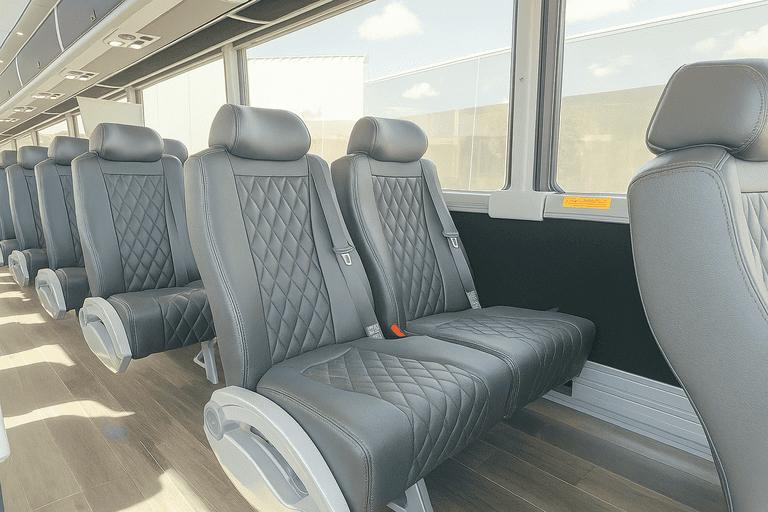 interior of Indio Minibus Company charter bus