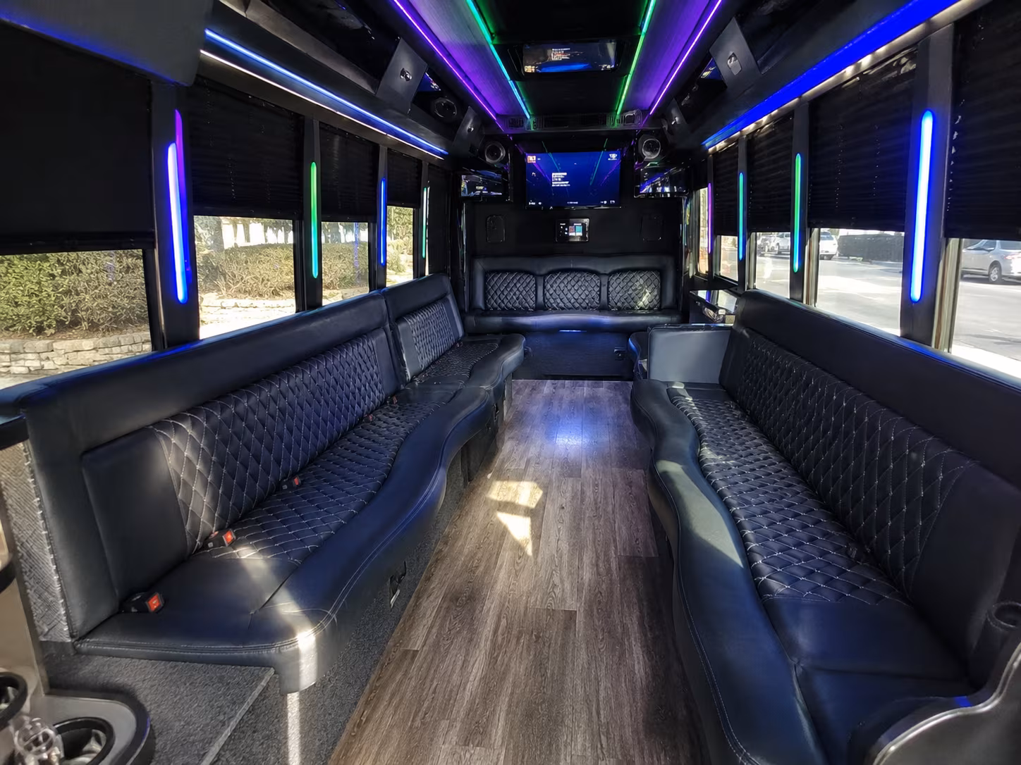 indio 15 passenger party bus interior