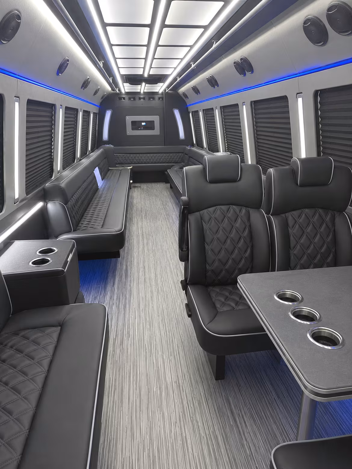 indio 25 passenger party bus inside
