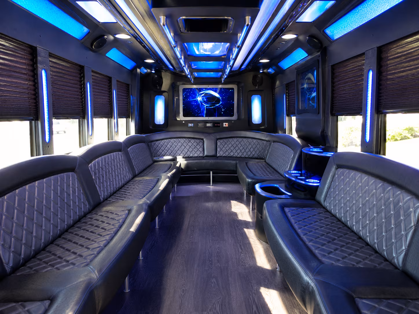 indio 28 passenger party bus inside