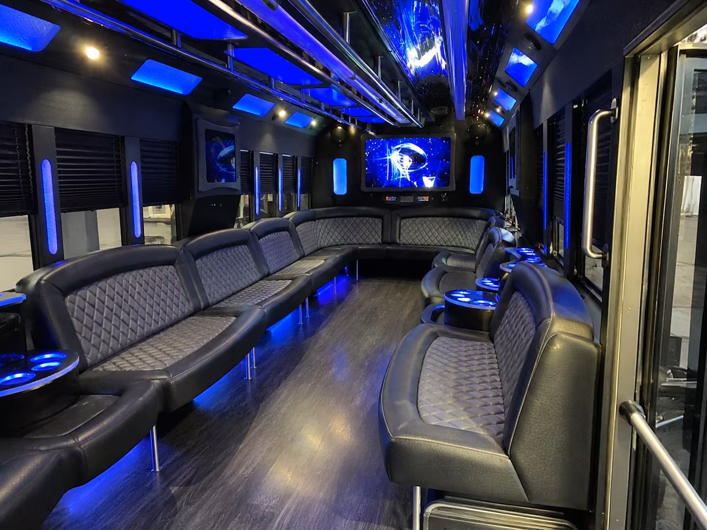 indio 28 passenger party bus interior