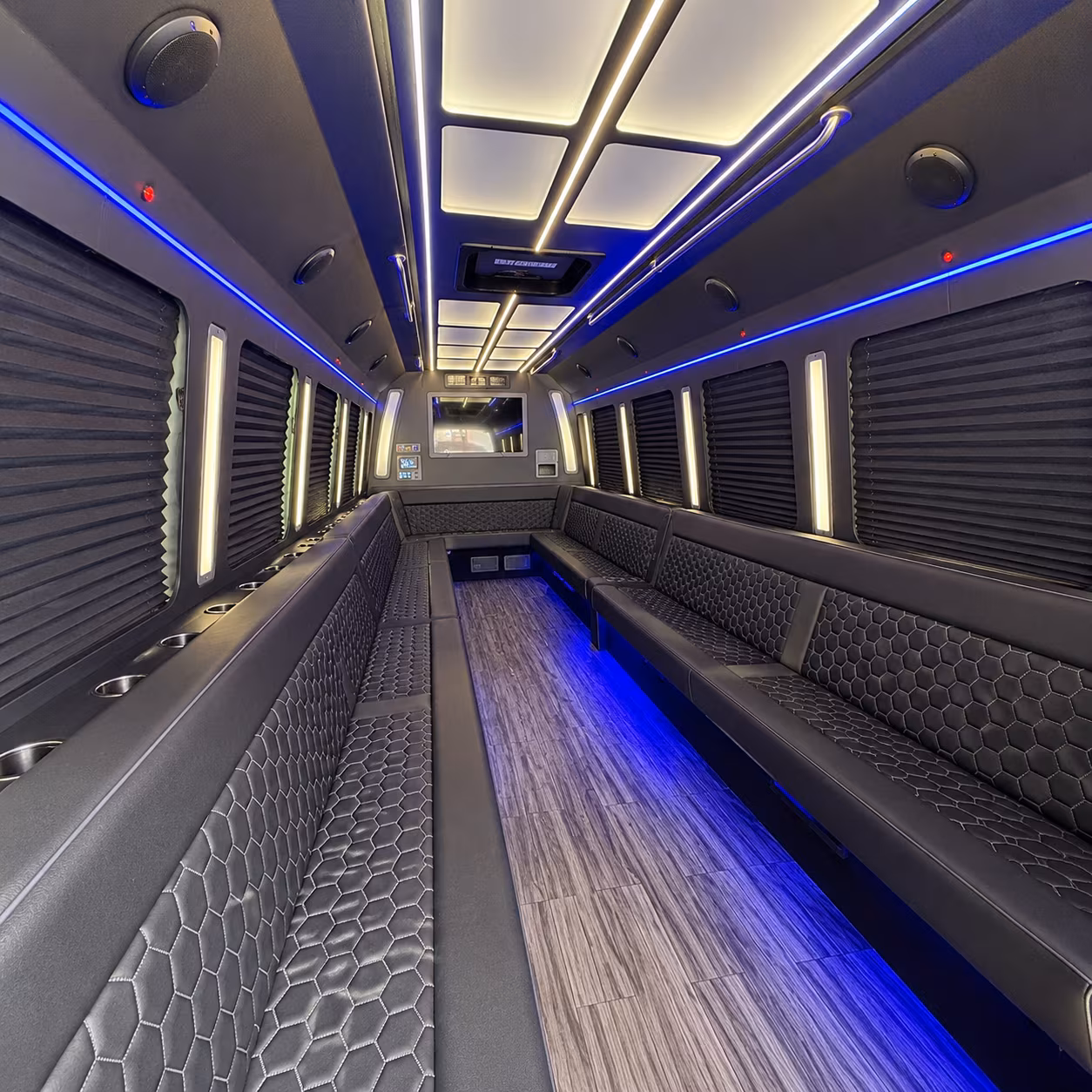 indio 30 passenger party bus interior